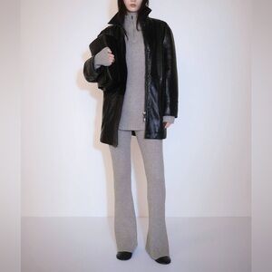 Mango MNG - 2 piece matching SET taupe light gray knit sweater and pants set